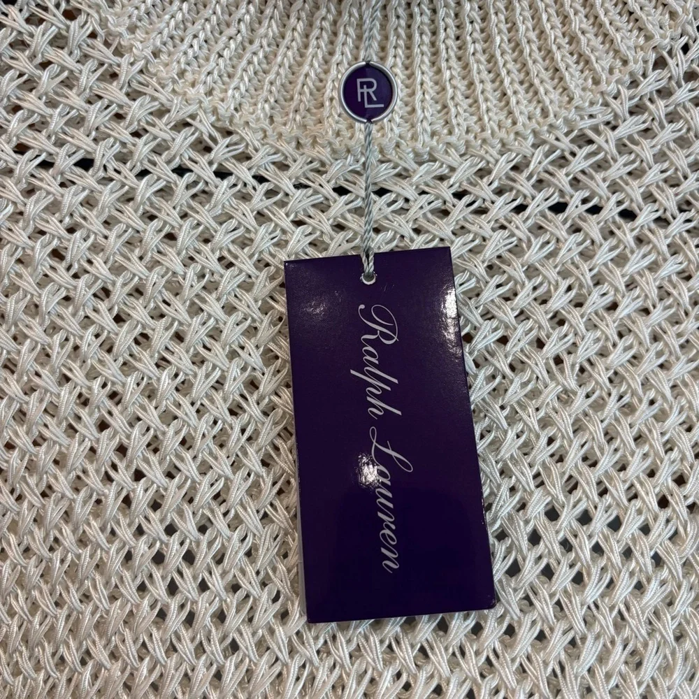 NWT Ralph Lauren Purple Label Women's Turtleneck Open Knit White Sweater, Size S